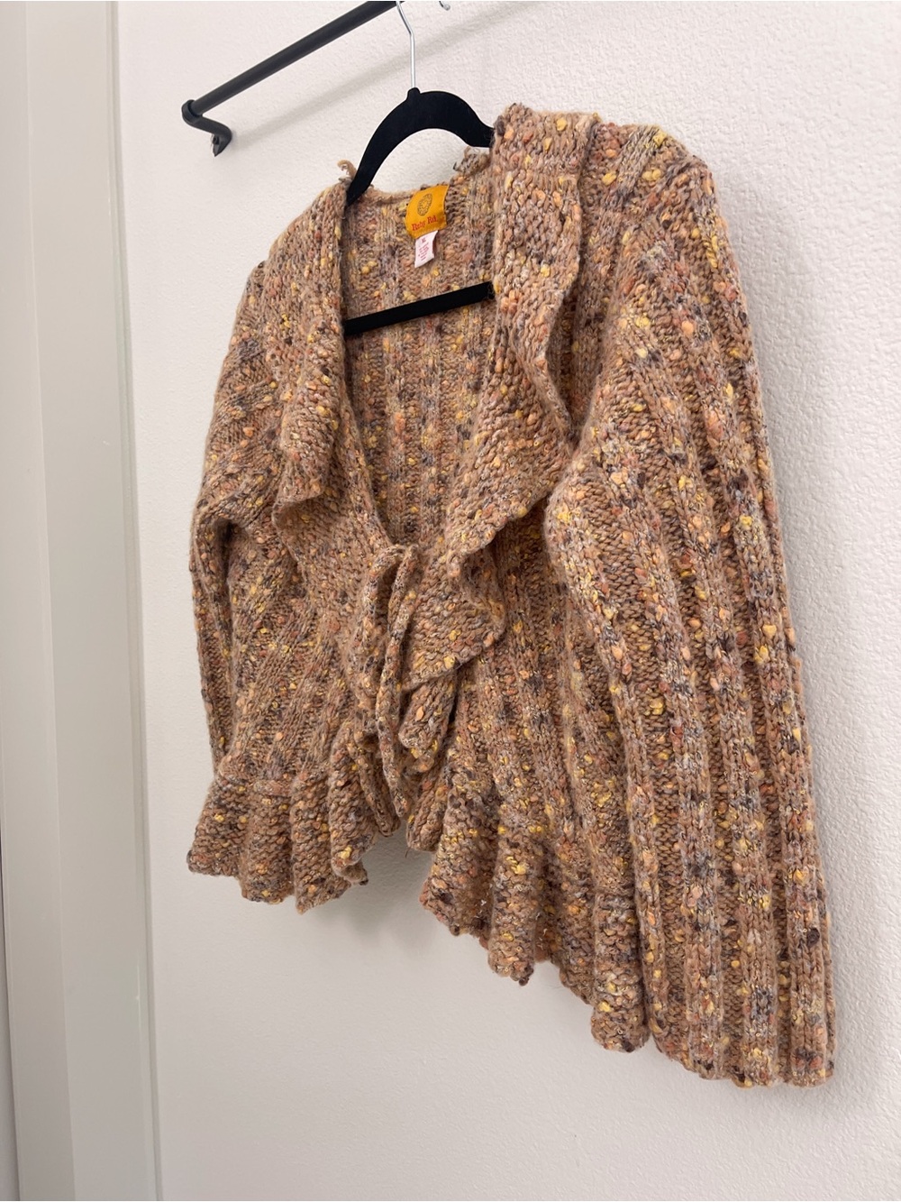 Ruby Rd. Wool Blend Chunky Speckled Ruffle Front Cardigan - Picture 4 of 8
